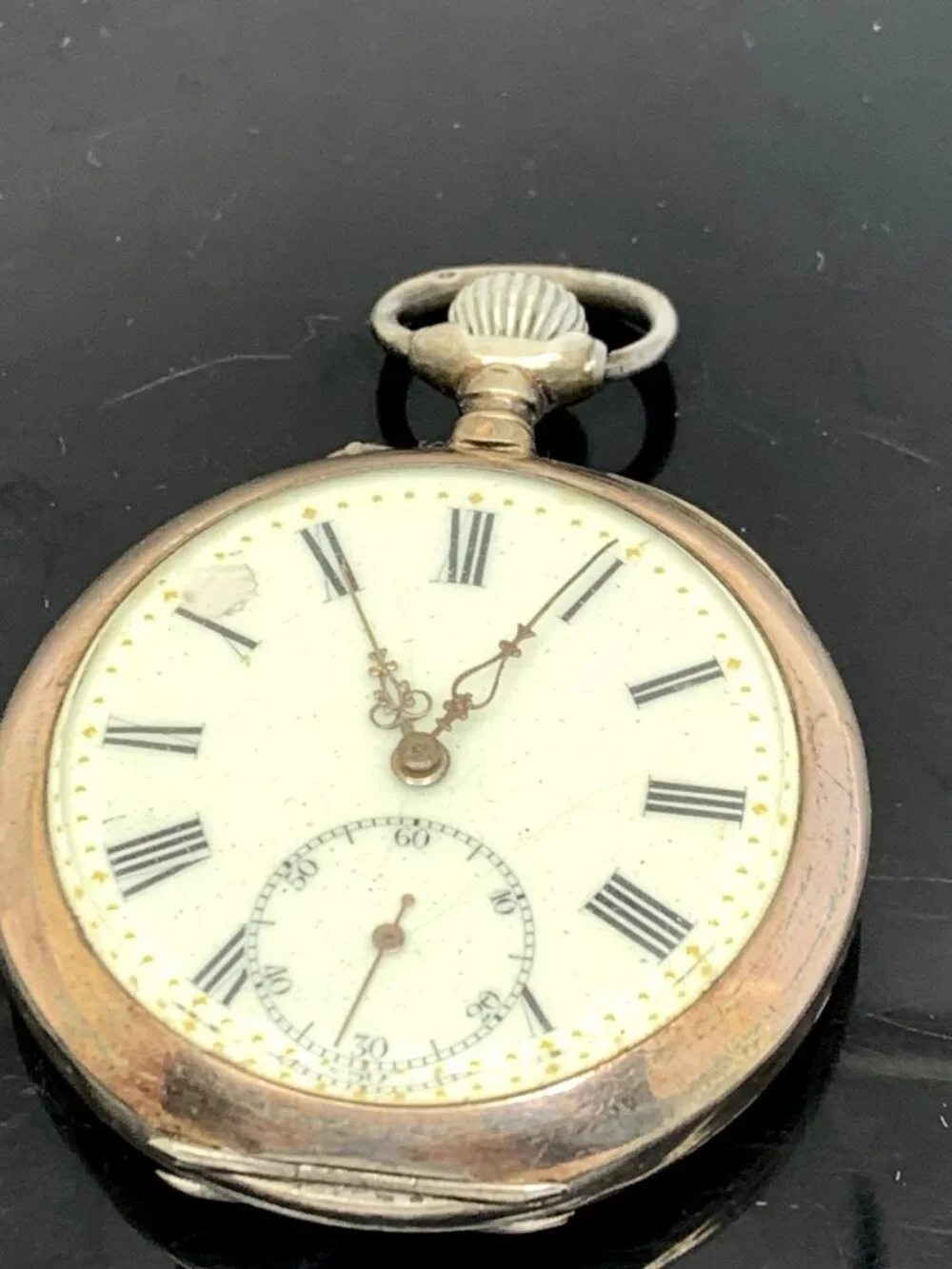 Antique Pocket Watch German Reichskrone Imperial Crown .800 Silver Case 50mm